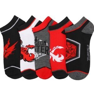 Dungeons & Dragons Icon Ankle Sock 5-Pack Fits Shoe Sizes 5–10